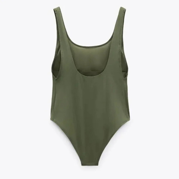 Zara  Olive Green Classic One Piece Swimsuit Size XL - Picture 3 of 10